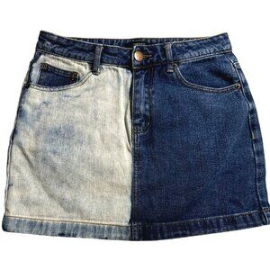 Campus Preppy Two Tone Denim Skirt Mini Blue Y2k Retro 70 Vibes